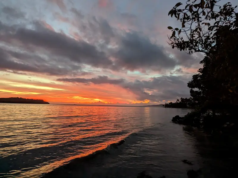 Fiery sunset over Maravu Lagoon from the house